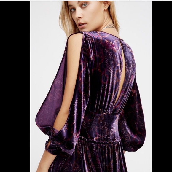 Free People Printed Velvet Swing Bottom Dress 6 - Picture 5 of 5